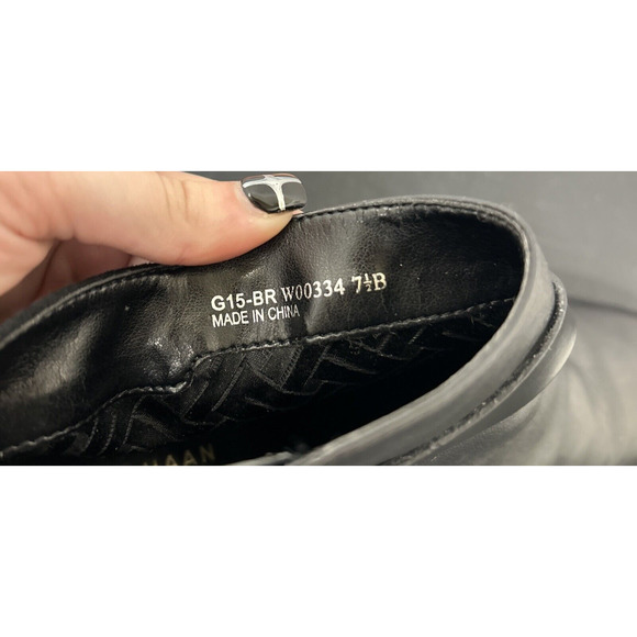 Cole Haan Womens Slip On Block Heel Pointed Toe Booties Black Leather Size 7.5B - Picture 7 of 11